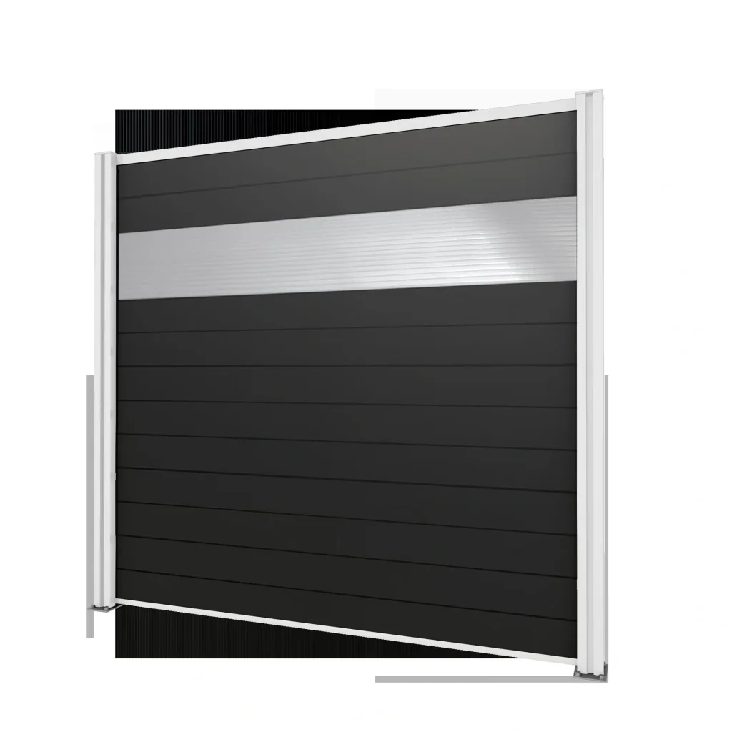Sichtschutz Grundelement, weiß, 2,02 x 1,86 m, WPC Dielen grau / Polycarbonat Paneele