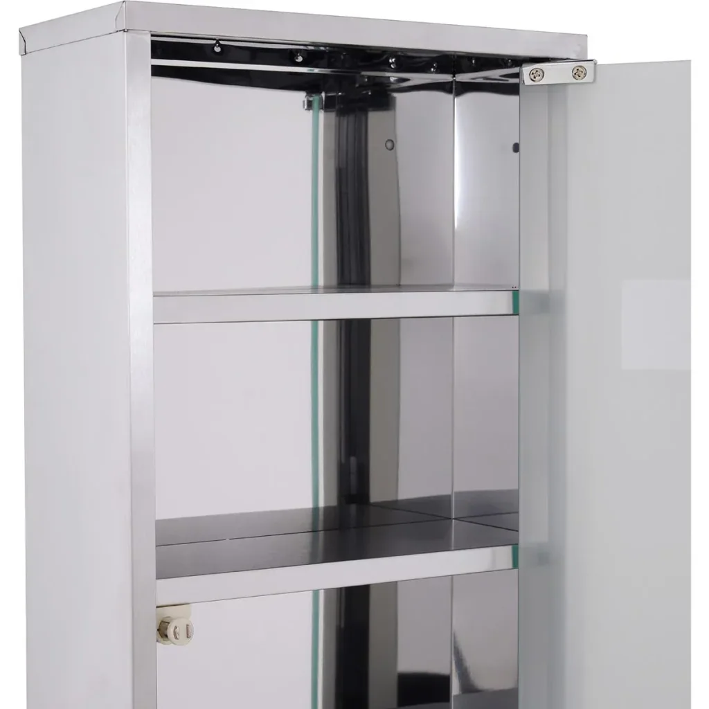 Medizinschrank mit 4 Fachböden silber
