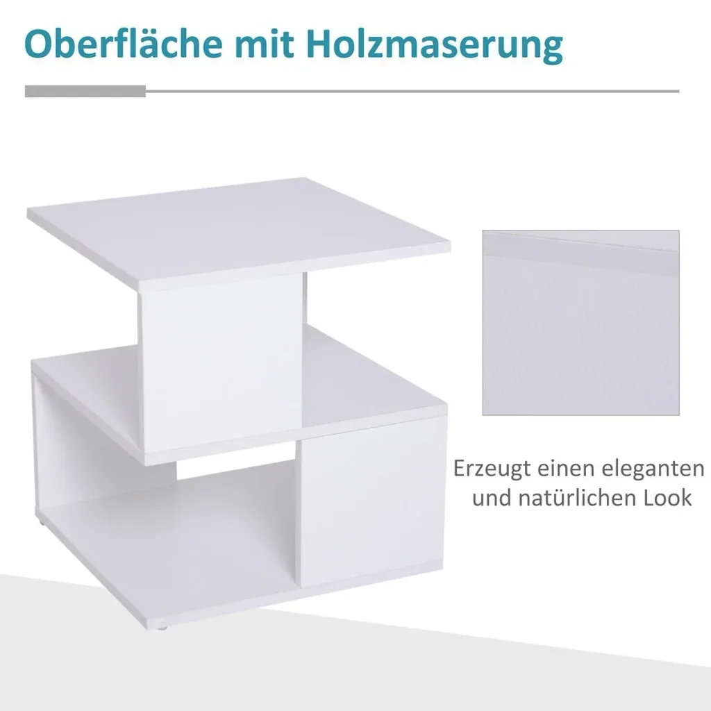 Beistelltisch Betttisch mit modernes Design, Spanplatte, Weiß, 40x40x43 cm