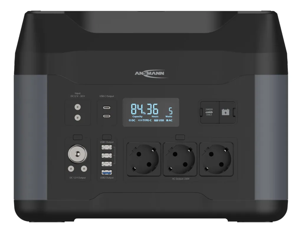 Powerstation mit LED Lampe, AC Steckdosen, Autosteckdose und USB, 2200 Watt