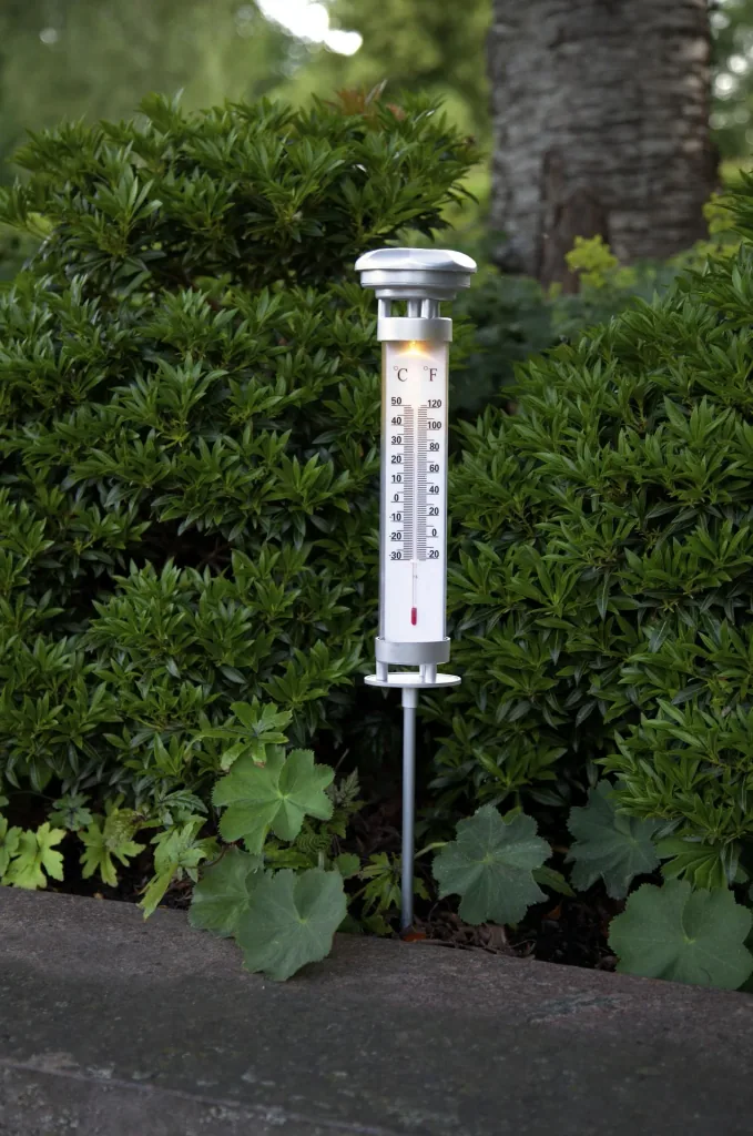 Solar Thermometer mit warmweißem LED Licht