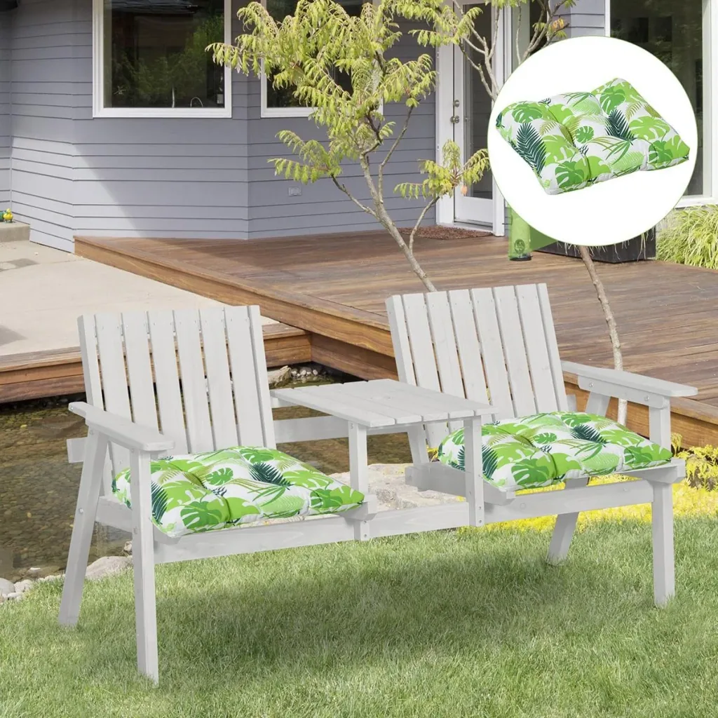 2er-Set Sitzkissen Stuhlkissen Sitzauflage Gartenstuhlkissen leicht zu reinigen Grün gestreift 50L x 45B x 8T cm