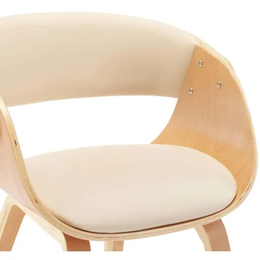 Esszimmerstuhl gebogenes Holz und Kunstleder creme
