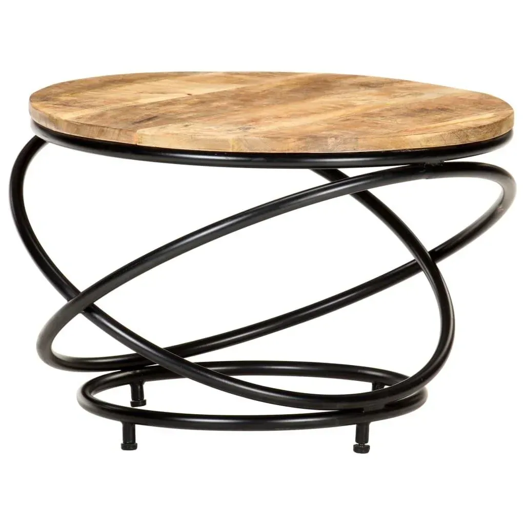 Couchtisch 60x60x40 cm Mangoholz massiv roh schwarz