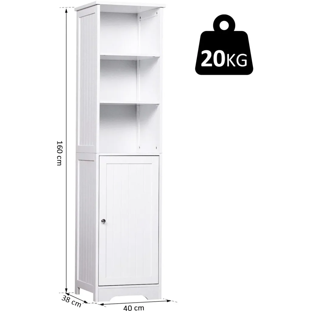 Kommode Badezimmerschrank Badschrank Badregal Standschrank verstellbare Regale Holz Weiß 40 x 38 x 160 cm