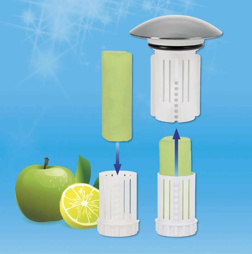 Abfluss-Fee mit Duftstein für Waschbecken, Apfel-Zitrone