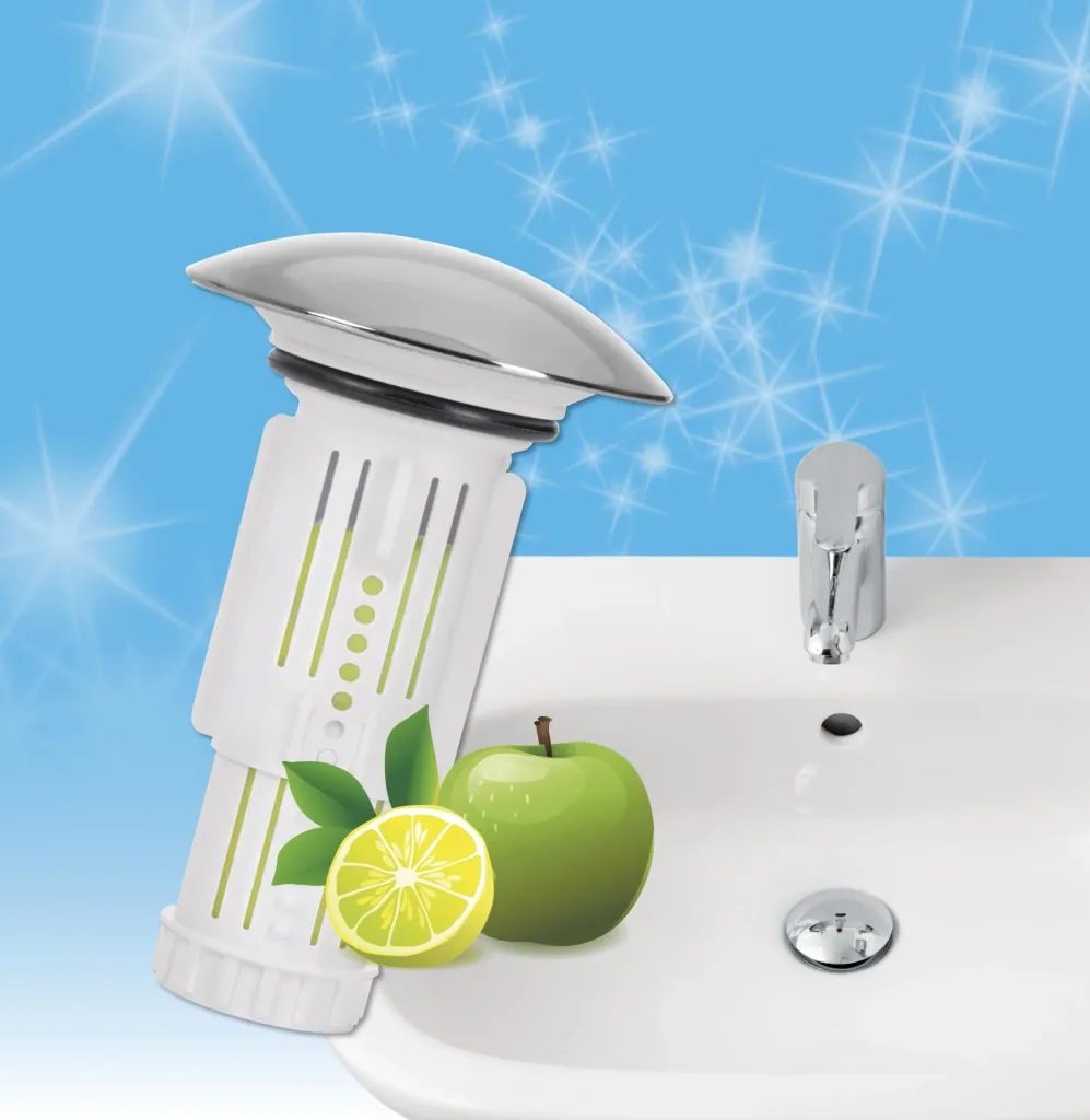 Abfluss-Fee mit Duftstein für Waschbecken, Apfel-Zitrone
