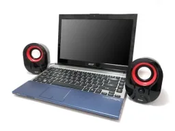Stereo 2.0 Lautsprecher für Notebook/PC in schwarz/rot