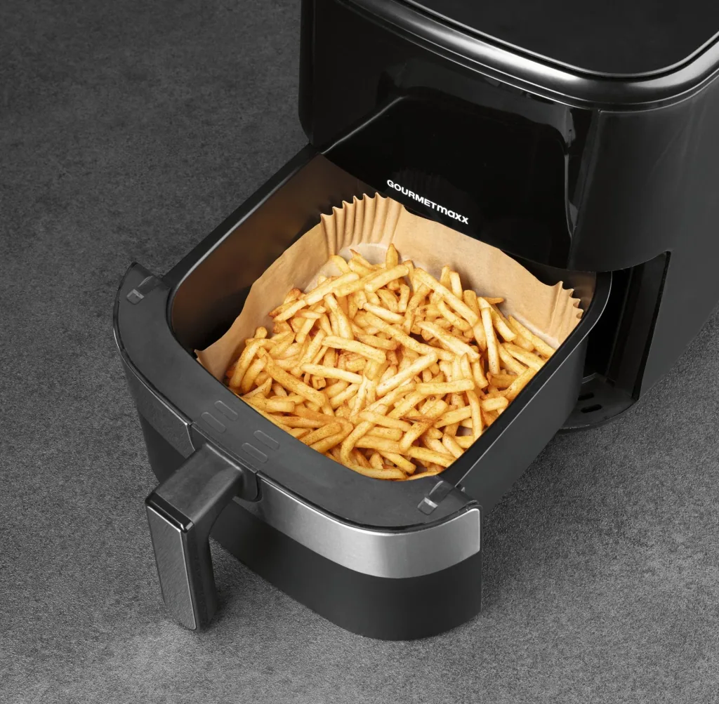 Backpapier-Schalen, 100 Stück zu 601414 Heißluft-Fritteuse Digital, 6,2 Liter, 1500 Watt