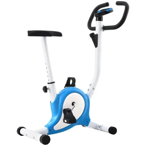 Heimtrainer mit Widerstandsbändern blau