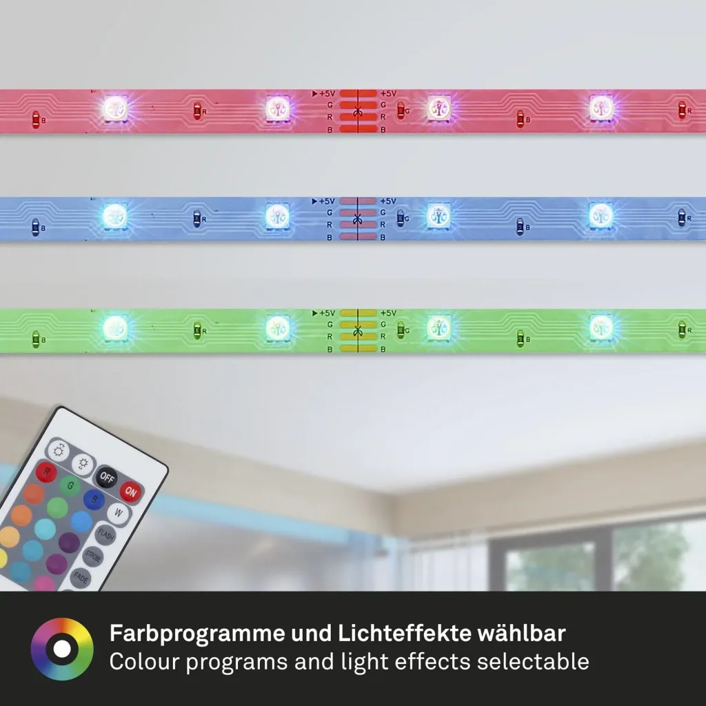 RGB-LED Band, 10m, Netzteil 24V, 1A , dimmbar, selbstklebend