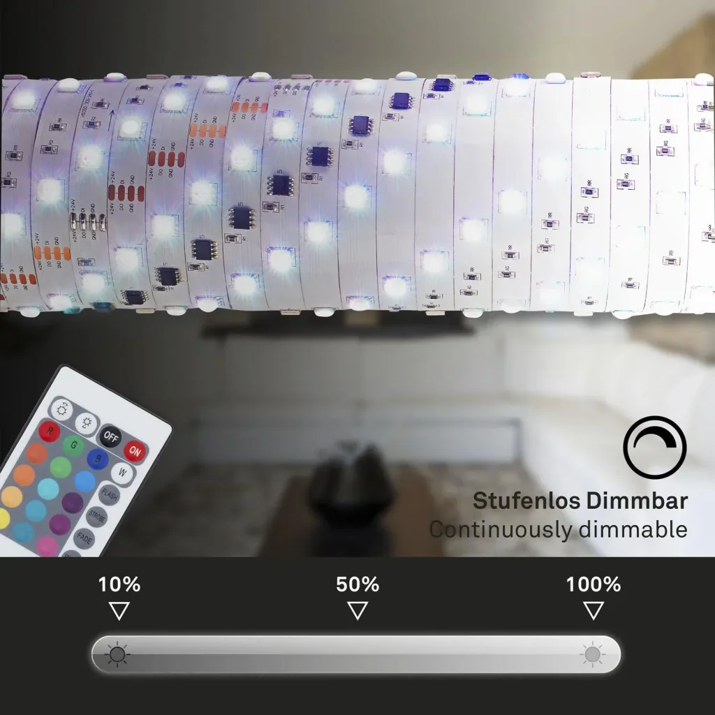 RGB-LED Band, 10m, Netzteil 24V, 1A , dimmbar, selbstklebend