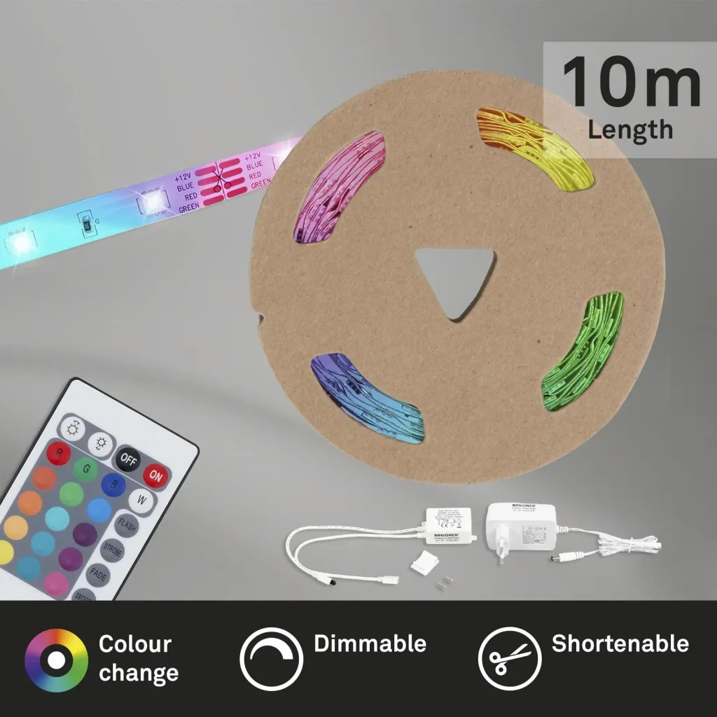 RGB-LED Band, 10m, Netzteil 24V, 1A , dimmbar, selbstklebend