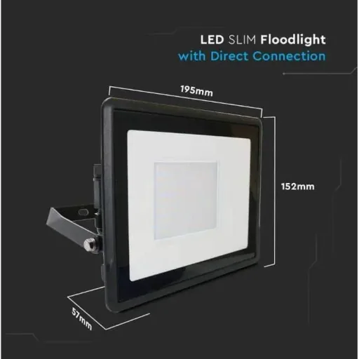 VT-158 LED-Flutlicht - 50W - 4000 Lm - 3000K - Schwarz