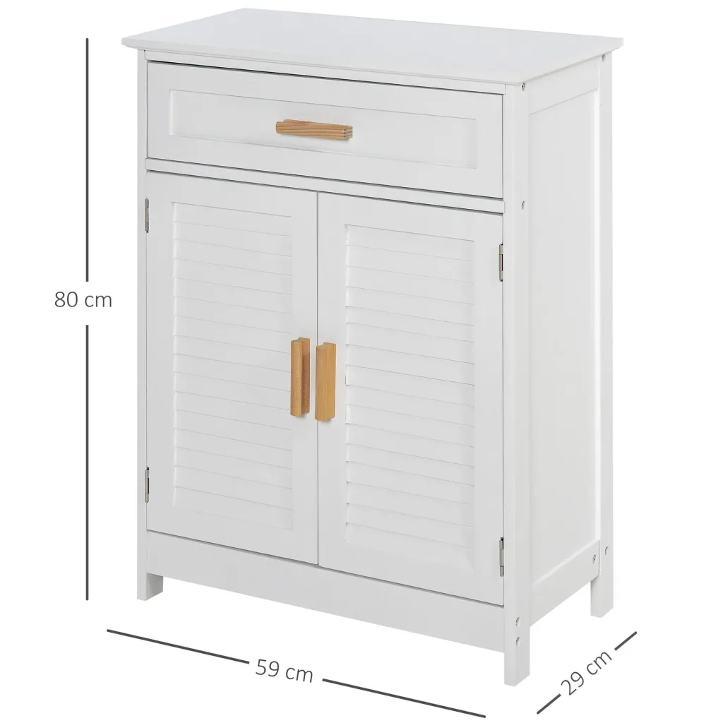 Badezimmerschrank mit 1 Schublade und 1 Schrank mit Türen, weiß