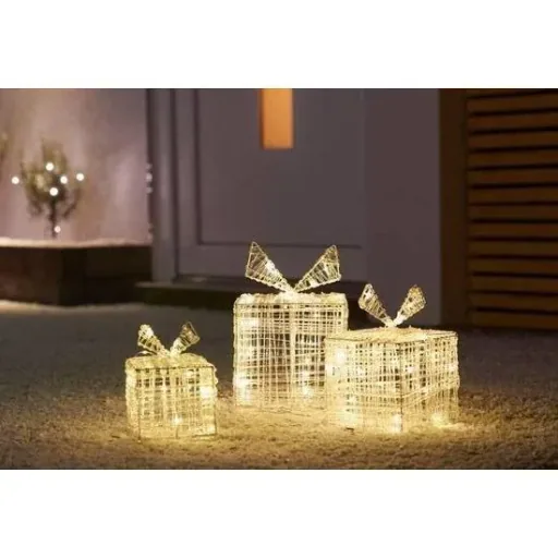 SET aus 2 beleuchteten Geschenkboxen - 30 LED - 15 cm hoch