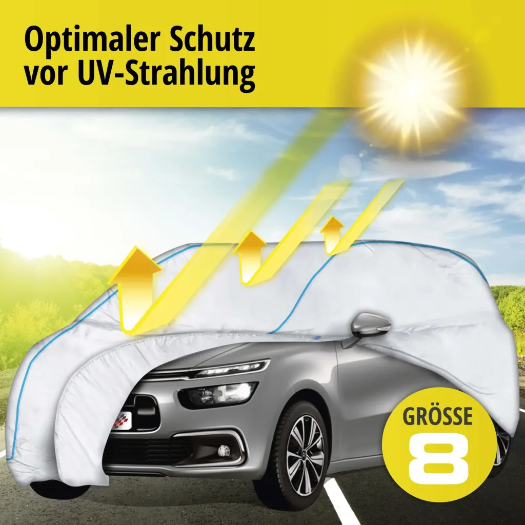 Autoabdeckplane Sun Reflect - Größe 8 - 415x172x170cm - 112g/m² - PES beschichtet