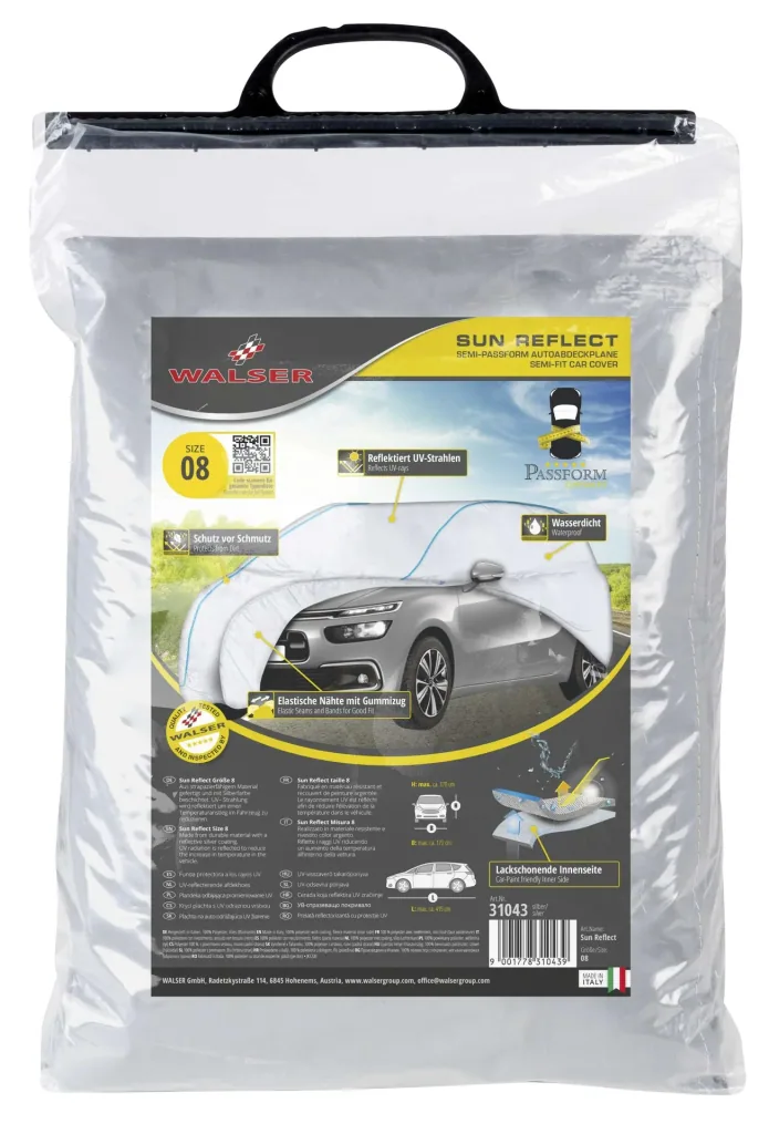 Autoabdeckplane Sun Reflect - Größe 8 - 415x172x170cm - 112g/m² - PES beschichtet