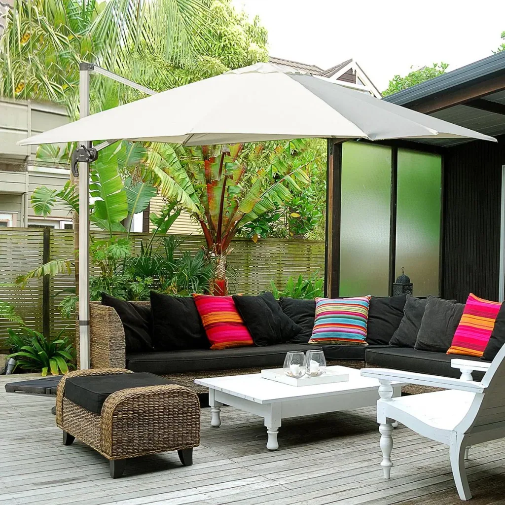Sonnenschirm mit Handkurbel, Gartenschirm, Roma Ampelschirm, 0 60° verstellbar, 360° drehbar, Terrassenschirm, Aluminium