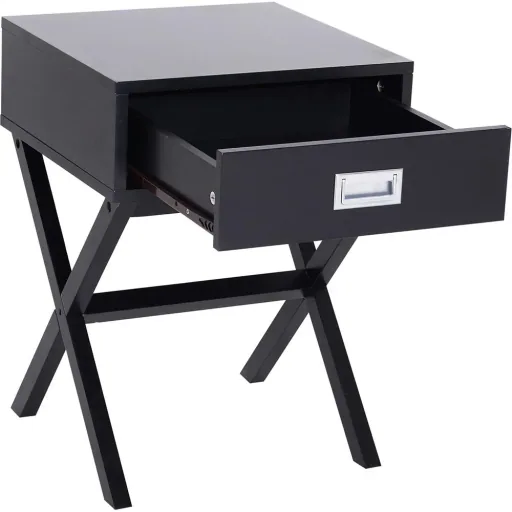 Nachttisch Nachtkommode Flurkommode mit Schublade Holz schwarz 40 x 40 x 55 cm