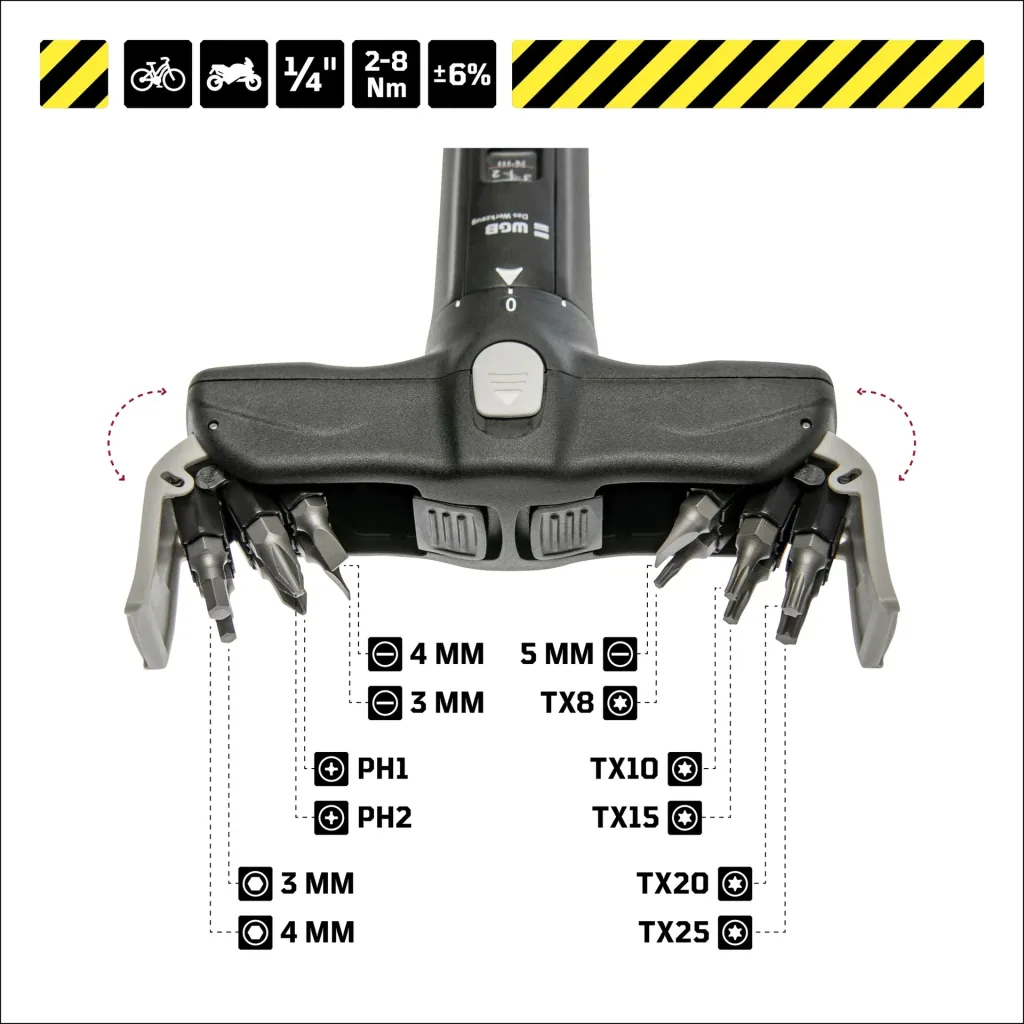 Drehmomentschraubendreher 1/4", 2 - 8 Nm mit T-Griff - 12 teilig