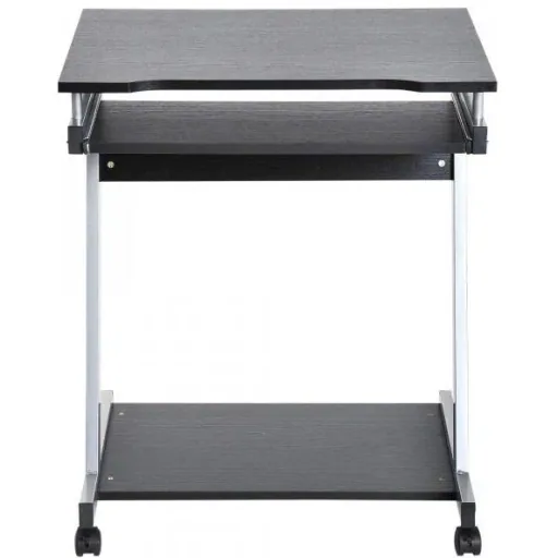 Schreibtisch Computertisch Bürotisch Rollbar mit Tastaturauszug Spanplatte, Stahl Schwarz