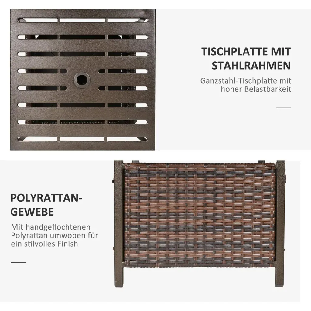 Gartentisch mit Schirmloch braun