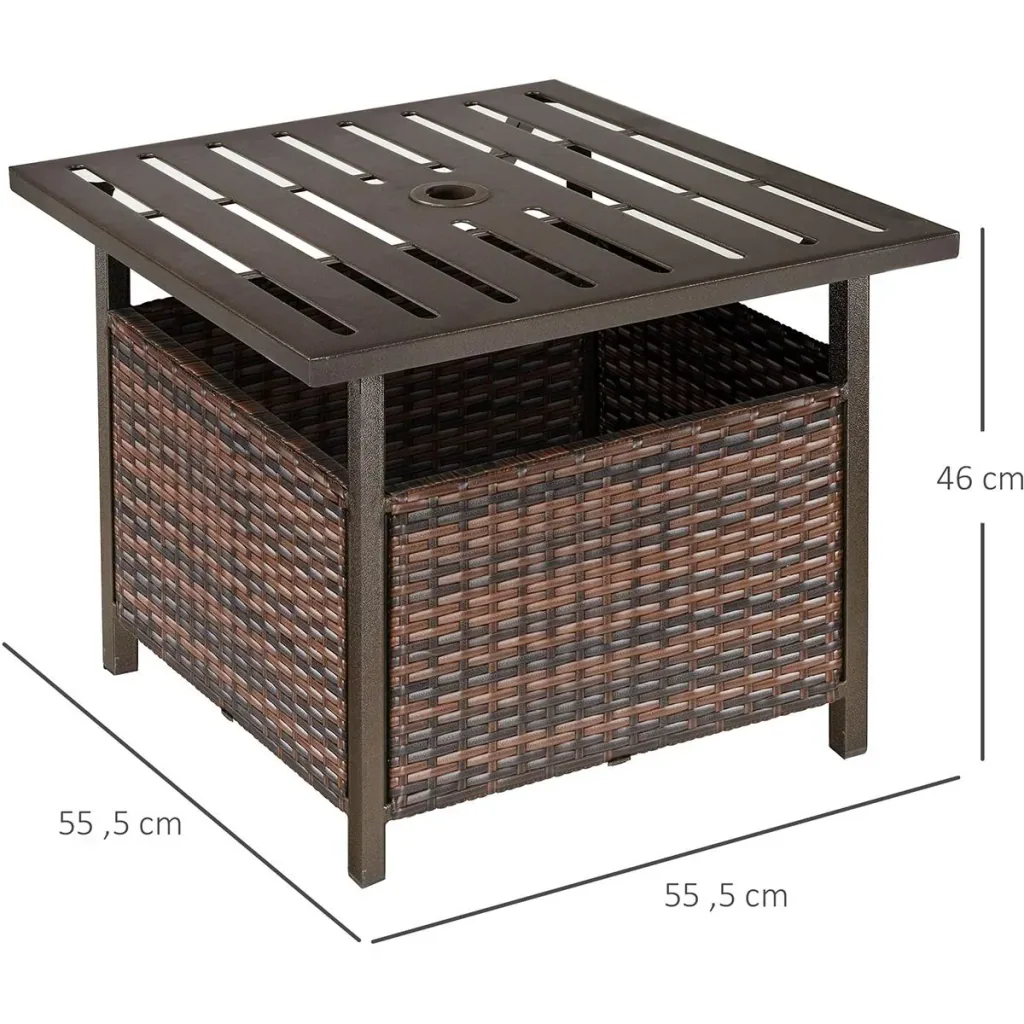 Gartentisch mit Schirmloch braun