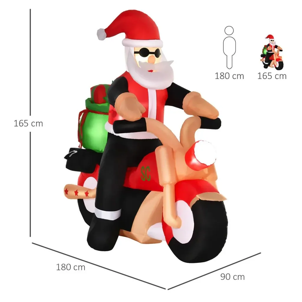 Aufblasbarer Weihnachtsmann 153 cm x 55 cm x 150 cm | Aosom.de