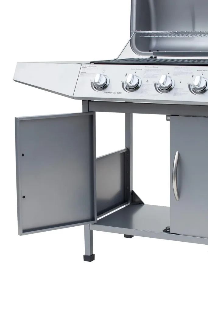 Gasgrill "Dayton" 4 Hauptbrenner + 1 Seitenbrenner, silber