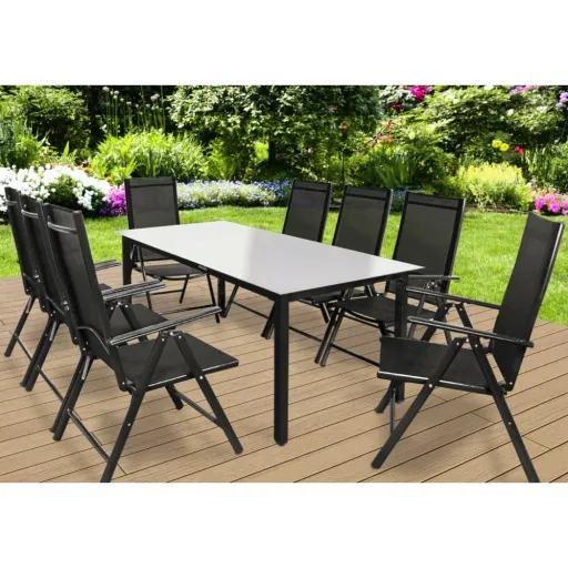 Aluminium-Gartenset Bern 8+1 Mattglas anthrazit - Set