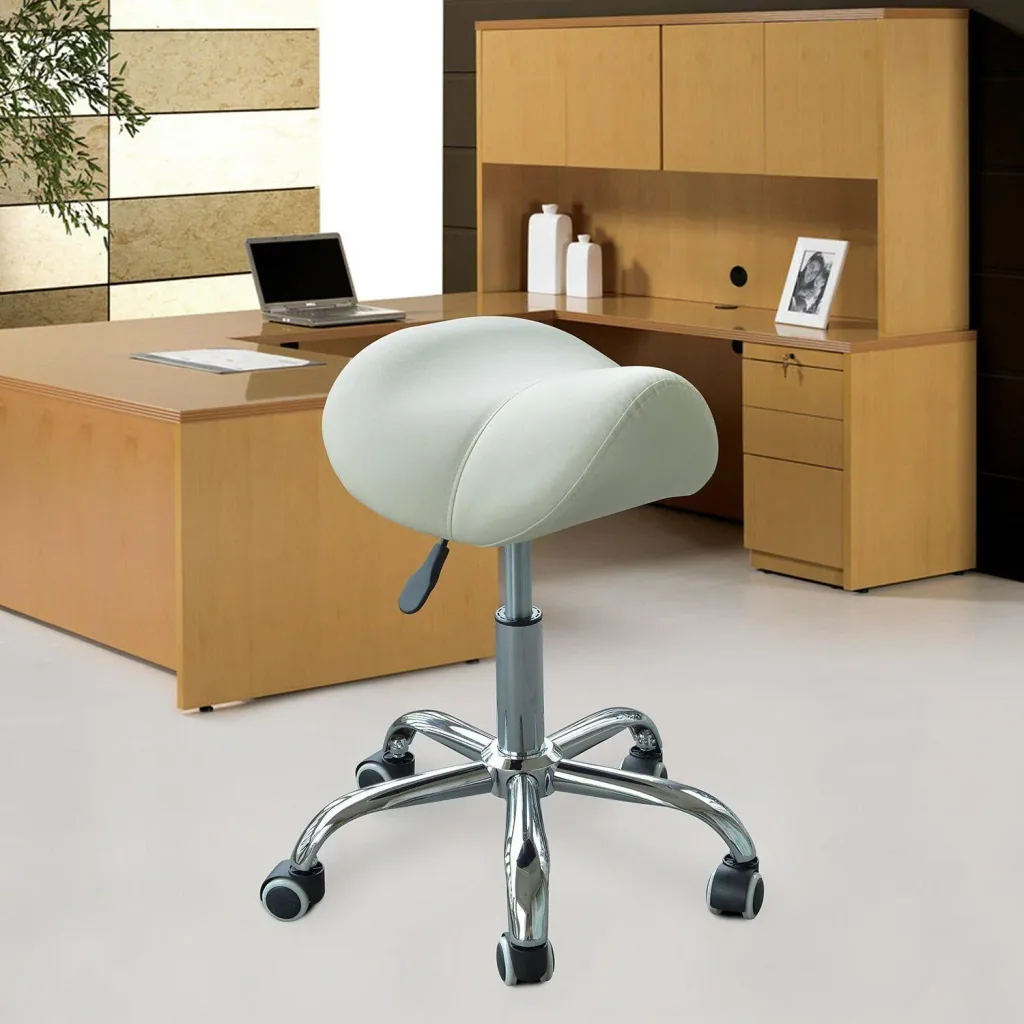 Sattelhocker - Rollhocker gepolstert höhenverstellbar beige