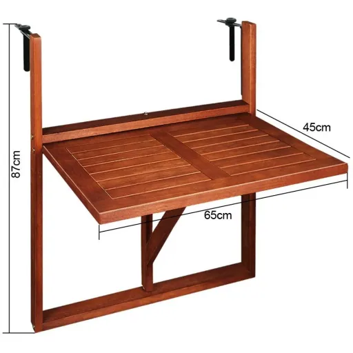 Klappbarer Balkontisch - Akazienholz - 65x45x87cm