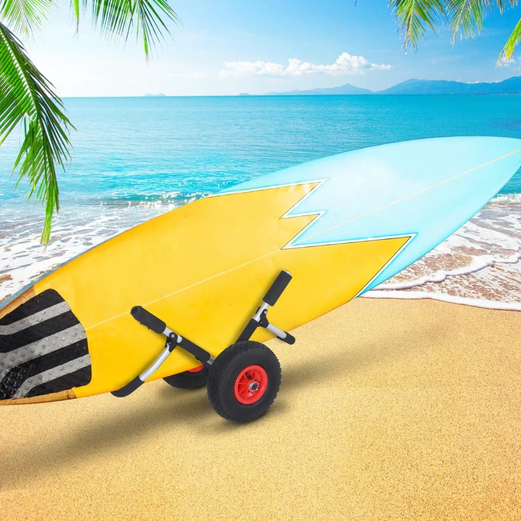 Kanuwagen Kajakwagen Surfwagen klappbar gepolstert PU-Reifen Alu Silber bis 45 kg L65 x B38 x H52 cm