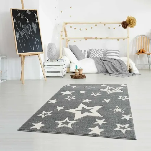Livone Kinderteppich Galaxy Sterne grau, Teppichgrösse: 160 x 230 cm