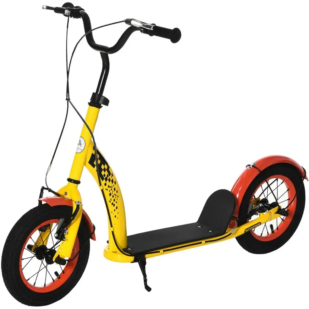 Kinderroller mit 12'' Luftreifen ab 5 Jahren schwarz/gelb 118 x 55,5 x 85-100,5 cm