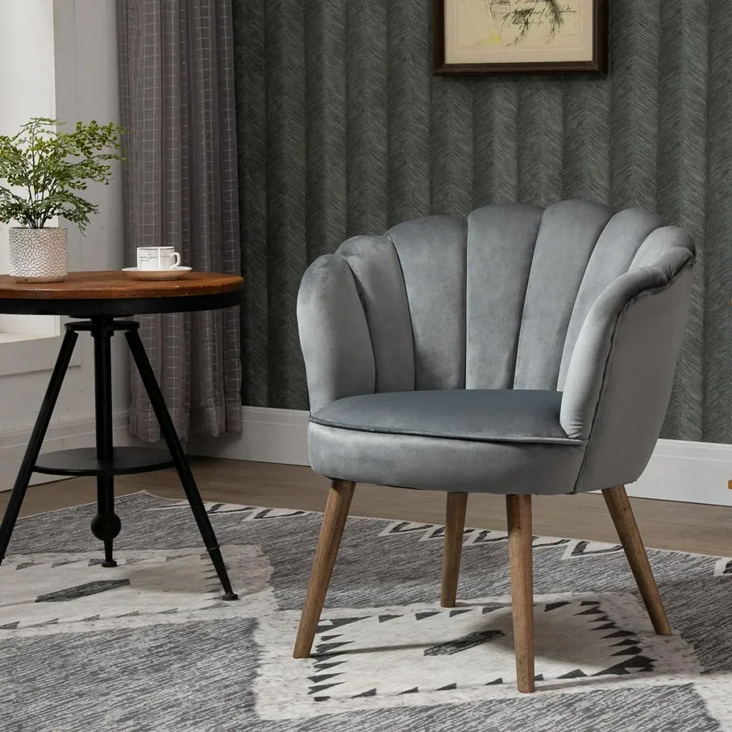 Esszimmerstuhl Küchenstuhl Sessel mit Rückenlehne Wohnzimmerstuhl Polyester Gummiholz Dunkelgrau 66 x 72 x 79 cm
