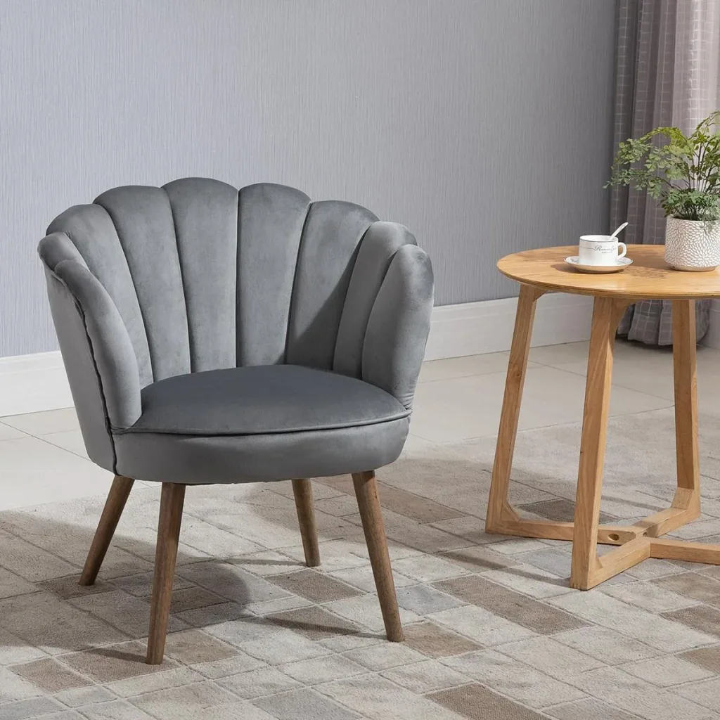 Esszimmerstuhl Küchenstuhl Sessel mit Rückenlehne Wohnzimmerstuhl Polyester Gummiholz Dunkelgrau 66 x 72 x 79 cm