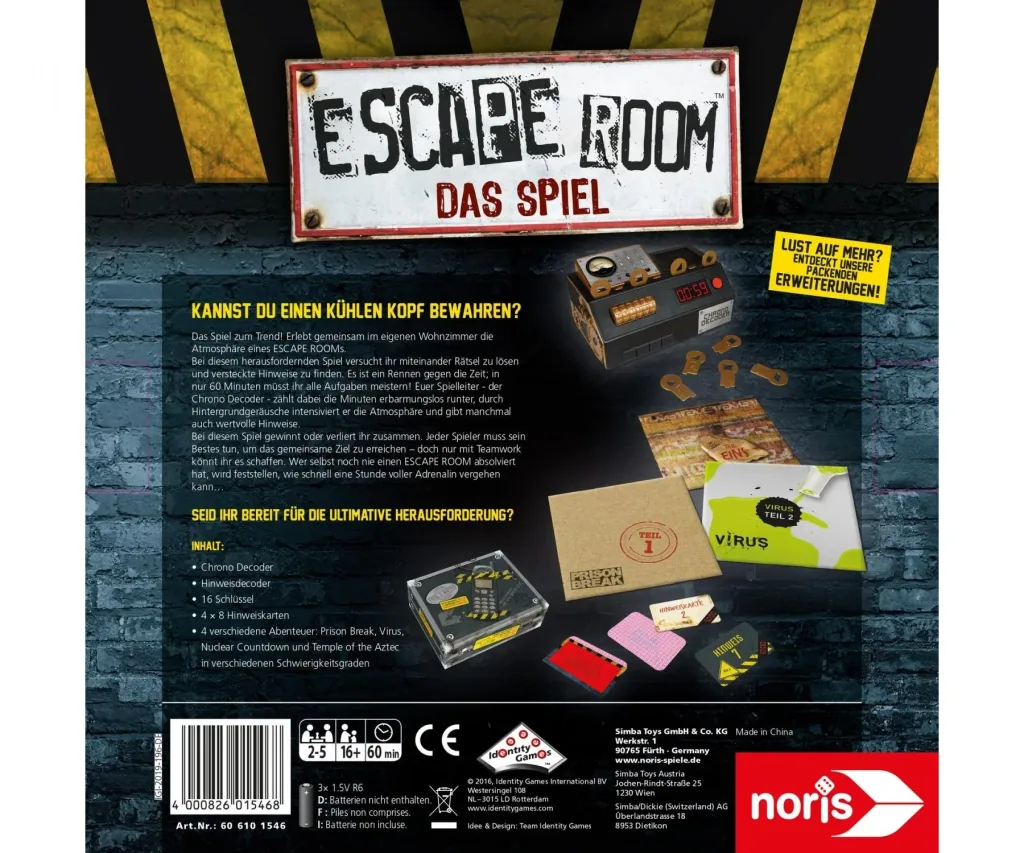 Gesellschaftsspiel "Escape Room" - Das Spiel