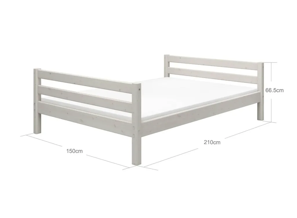 FLEXA Jugendbett, Einzelbett - Classic, Massivholz Kiefer, 140x200 cm, Farbe: Weiß gewaschene Kiefer