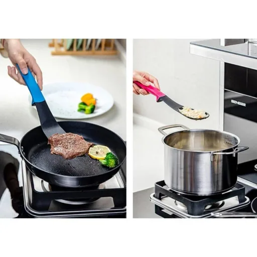 7-teiliges Küchenzubehör-Set - multicolor - Servierlöffel, Spatel, Spaghetti-Löffel, Schöpfkelle, Spachtel, Schaumlöffel