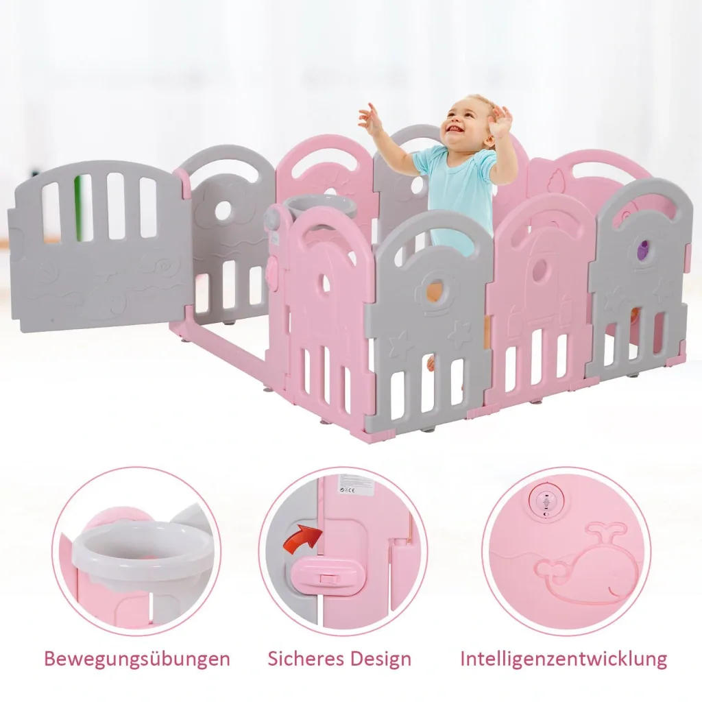 Baby Laufgitter mit Ballkorb und 3 Zahnräder