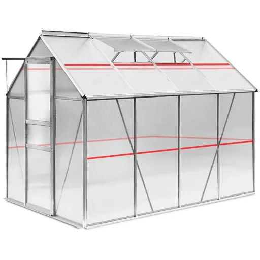 Aluminium Gewächshaus / Wintergarten 7,6m³ mit 2 Oberlichtern