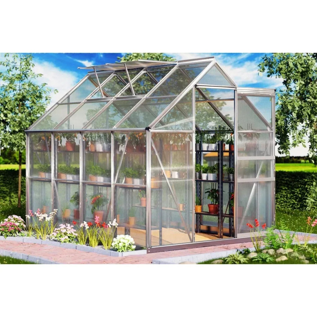 Aluminium Gewächshaus / Wintergarten 7,6m³ mit 2 Oberlichtern