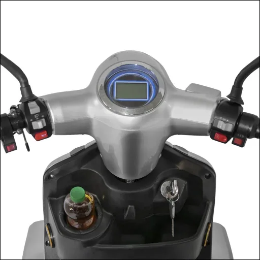 4-Rad E-Mobil Palermo 15 km/h silber inklusive Wind-und Wetterschutz