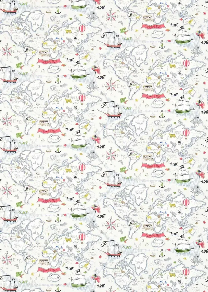 Little Sanderson Abracazoo Motivstoff Weltkarte creme