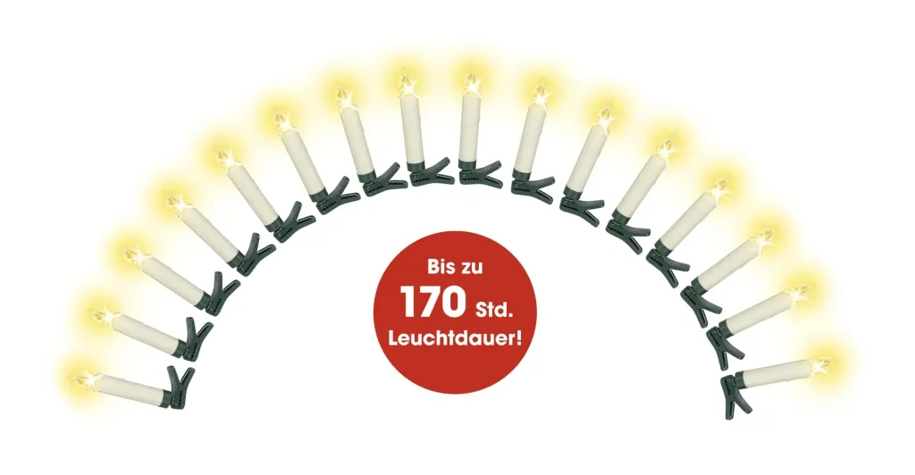 Kabellose LED-Weihnachtsbaumkerzen, Creme-Weiss, batteriebetrieben, mit Clip-Halterung und Fernbedienung, warm-weiß, 16 Stück