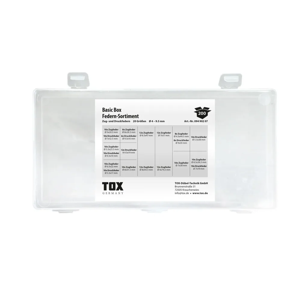Federn - Sortiment Basic Box 200-teilig