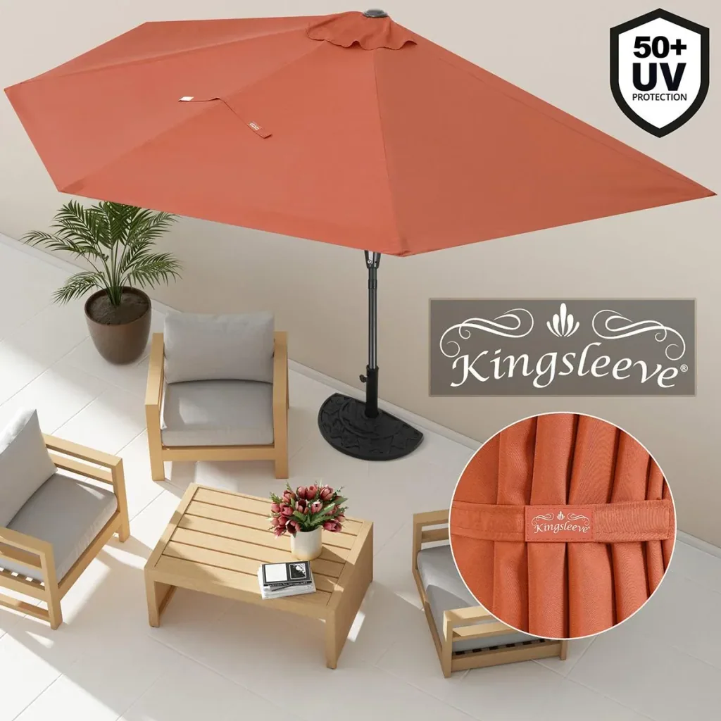 Halbkreisförmiger Sonnenschirm Terracotta UV-Schutz 50+