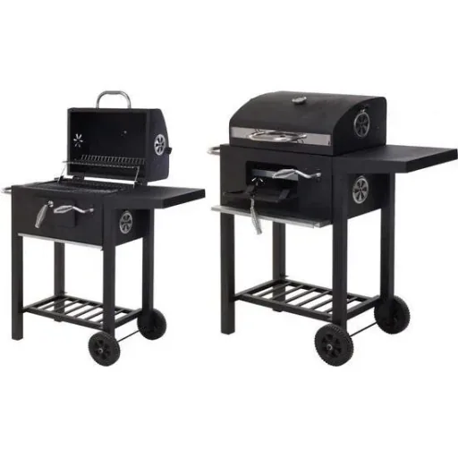 Vargan Holzkohlengrill / Barbecue - mit Tisch - auf Rädern